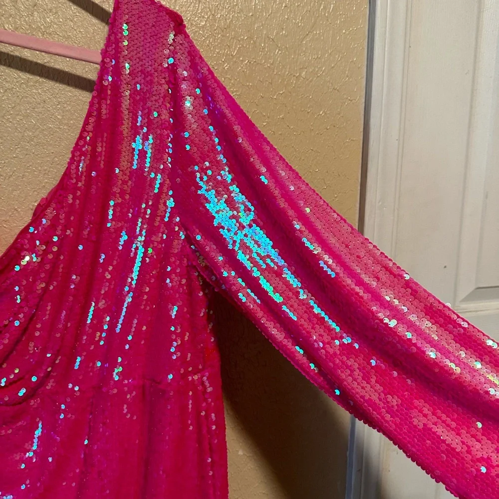 FAERIESTY Sequins Cocktail Dress Size 4X Plus Size Barbie pink - Picture 11 of 12